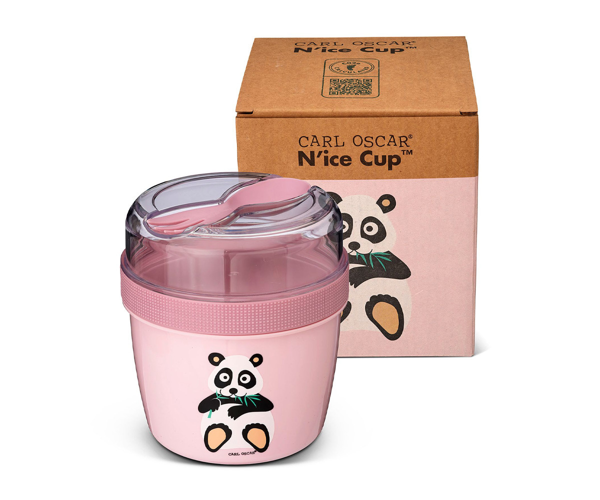 Fiambrera Snack N'ice Cup con Disco Refrigerante Panda Pink2